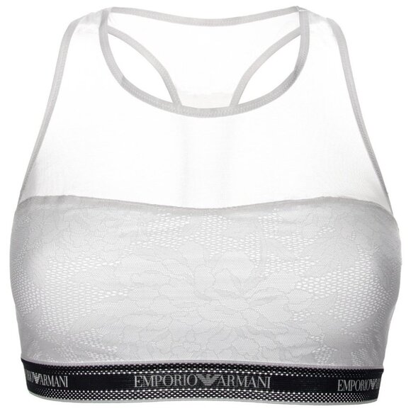 Emporio Armani Sporty Lace Visibility Bralette White/Blue